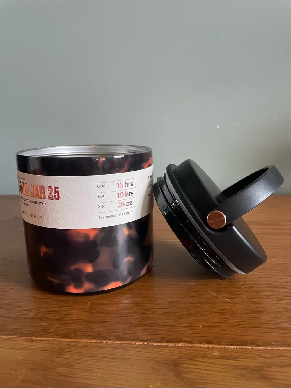 NEW Hydrapeak Food Jar 25oz Stainless Steel Insulated Leak Proof Black Graphic*